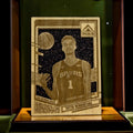 Victor Wembanyama San Antonio Spurs Timberline wood card with black galaxy glitter background