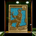 Macklin Celebrini San Jose Sharks Timberline wood card with blue glitter background