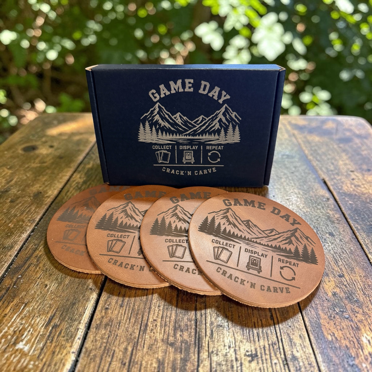 Game Day Leather Coasters – Set of 4